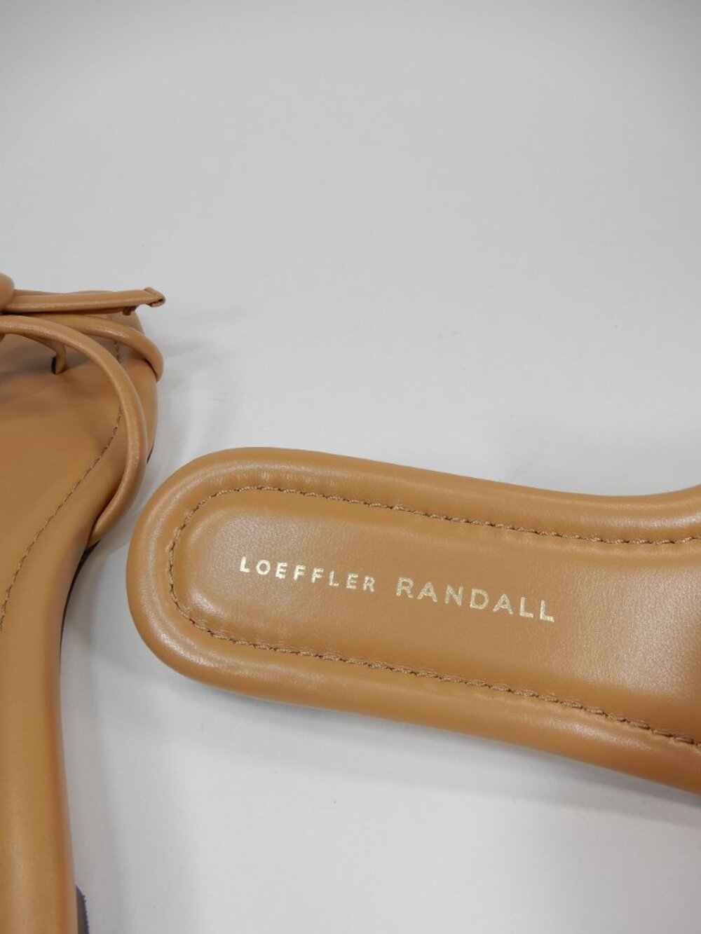 Loeffler Randall Hadley Bow Flat SANDALS Size 8 Tan Leather Square Toe NEW $250 - Picture 10 of 15
